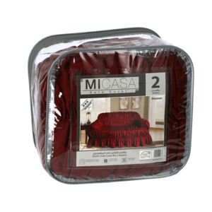 Micasa 2-Seater Elegant Design Stretchable Elastic Jacquard Sofa Cover Maroon